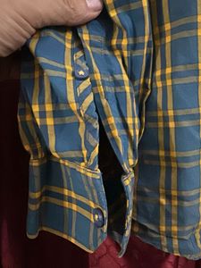 Men's Blue &amp; Yellow Plaid Casual Shirt