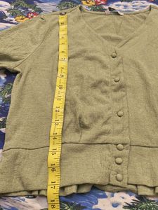 ONLY Light Green Textured Button-Up Top