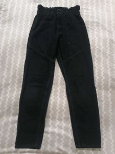 Black Paperbag Mom Fit Jeans