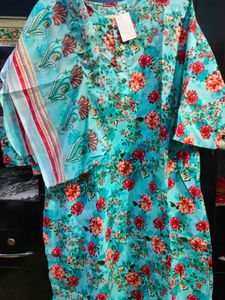 3xl Beautiful Floral Print Kurta with Dupatta
