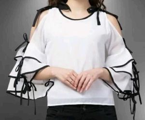 Chic Cold Shoulder Ruffle Sleeve Top