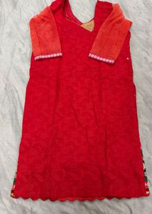 Vibrant Red Kurta Set with palazzos