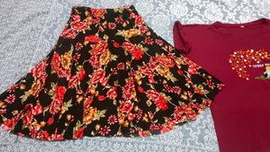 Floral Skirt and T-shirt Set