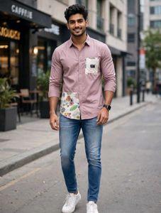 Stylish Men's Casual Shirt with blue jeans