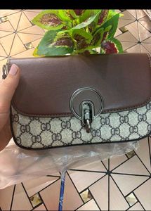 Stylish Brown & Beige Monogram Crossbody Bag
