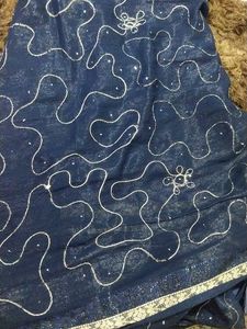Navy Blue Embellished Saree