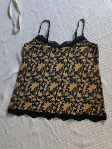 Paisley Print Cami Top with Lace Trim