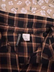 Brown &amp; Black Plaid Cropped Shirt