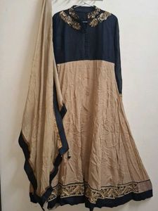Elegant Two-Tone Anarkali Kurta zardozi worked hea
