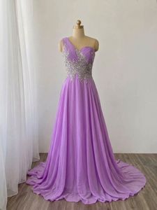 Stunning Lavender One-Shoulder Gown