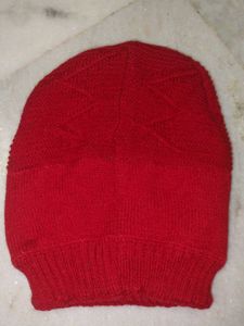 Red "Darjeeling" Knit Beanie Hat