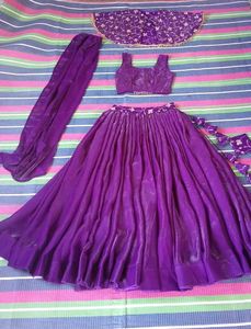 Elegant Purple Embroidered Ethnic Gown