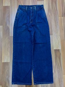 Classic Blue Wide Leg Denim Jeans