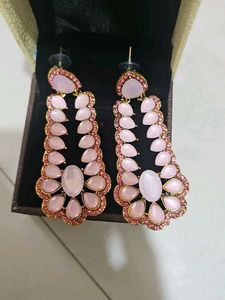 Elegant Pink Stone Drop Earrings