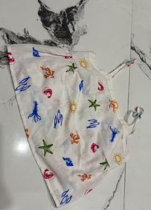 White Nautical Print Bikini Top