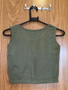 Olive Green Sleeveless Crop Top
