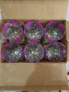 Set of 6 Decorative Glass Tumblers