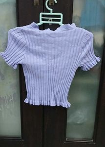 Cute Lavender Ruffled Knit Top
