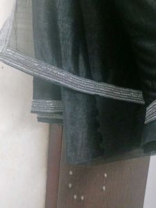 Elegant Lycra Black saree with blouse
