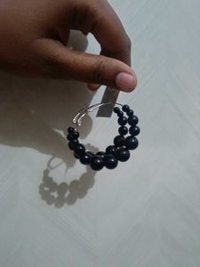 Chic Black Beaded Hoop Earrings