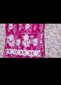 Vibrant Pink chikenkari anarkali kurti