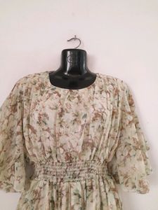 Vintage Floral Chiffon Maxi Dress