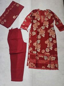 Maroon Red Kurta Set with Dupatta