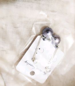 Silver Mid Long Ball Earrings...❄️