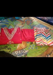 Cotton silk kurta pant set with dupatta
