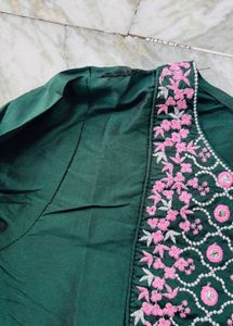 Emerald Green Embroidered Kurta