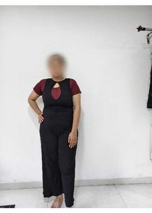 Stylish Black Jumpsuit with Maroon Top