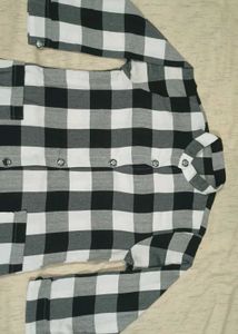 Black &amp; White Checkered Shirt Dress