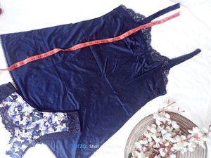 Navy Blue Laced Night Slip