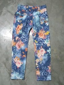 Floral Print Girls Jeans