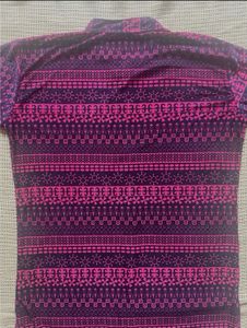 Purple and Pink Patterned Stretchable Kurta