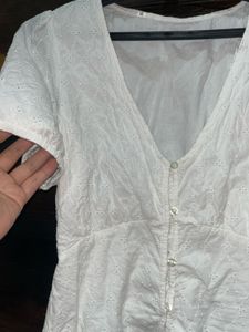 Chic White Button-Up Mini Dress