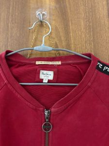Maroon Zip-Up Jacket of pepe jeans