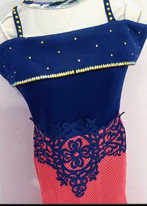 Stunning Navy Blue &amp; dark peach Gown