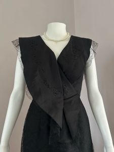 Chic Black Sheer Overlay Dress