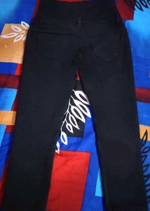 High Waist Button Front Black Jeans