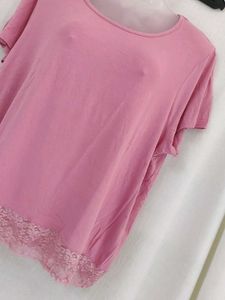 Pink Lace Trim Top(XL)