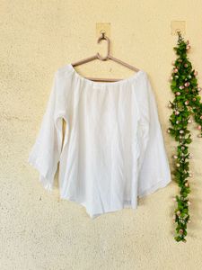 Chic White Bell Sleeve Blouse
