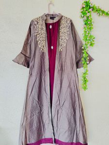 Embroidered Kurta with Overlay