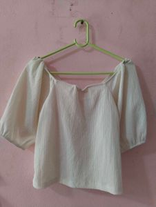 Cute White Puff Sleeve Top