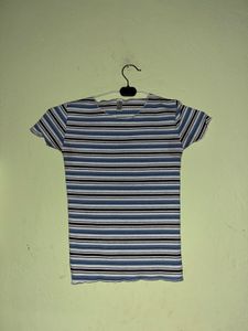 Striped Ribbed Fitted Top