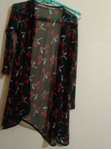 Cherry Print Mesh Cardigan Shrug