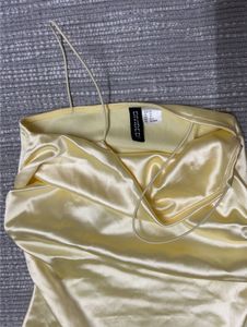 Satin Slip Dress - Light Yellow, size-Xs