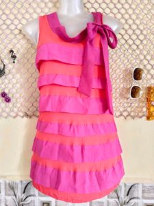 Pink &amp; Coral Tiered Bow Tank Top