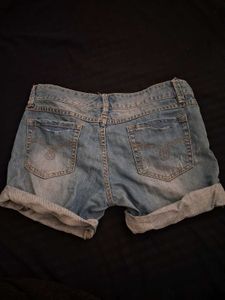 Washed Blue Denim Shorts