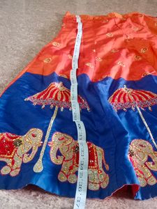 Lehanga Choli Orange With Navy Blue Color